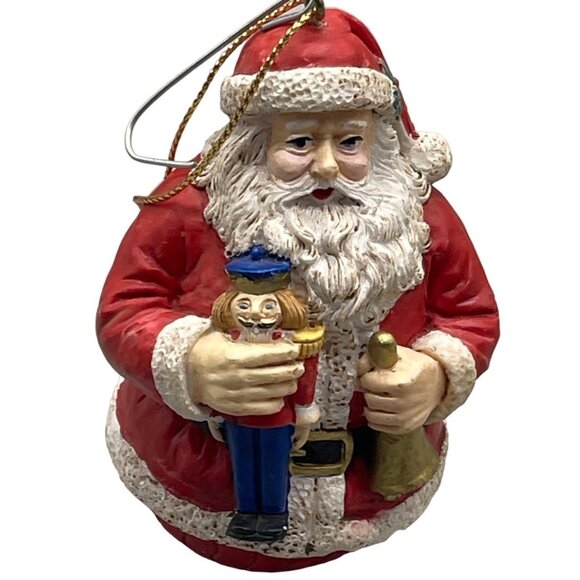 Christmas Santa Claus tree ornament red toy soldier round bottom bell 3.5" READ - Picture 1 of 5